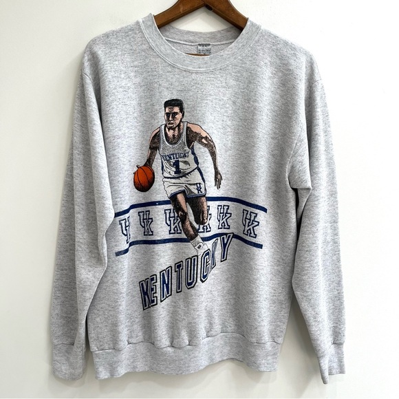 Vintage Gray UK Kentucky Wildcats Basketball Graphic Sweatshirt Crewneck - Picture 1 of 14